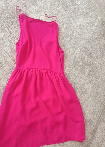 xs Beden pembe Renk Pembe İşlemeli Boncuklu Midi Bohem Elbise