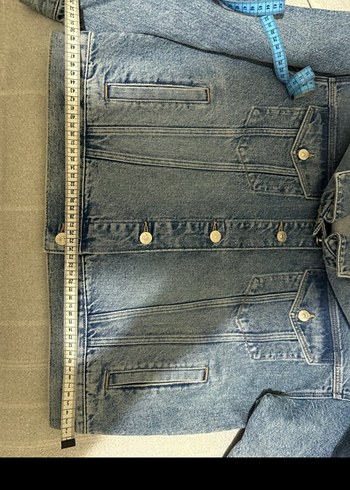 Düğmeli Mavi Kadın Denim Ceket - Görsel 3