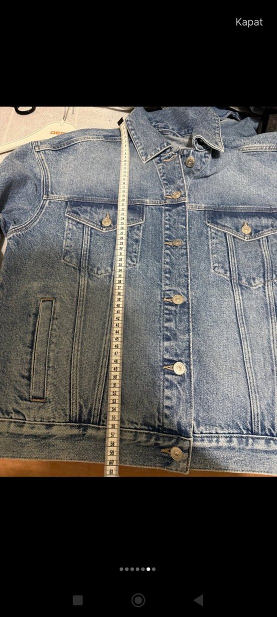 Düğmeli Mavi Kadın Denim Ceket - Görsel 4