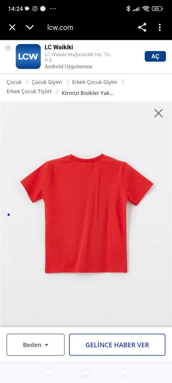 Erkek Çocuk Kırmızı Bisiklet Yaka Tişört 4.5 yaş uyumlu - Görsel 2