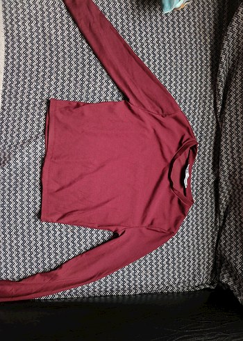 Bordo Yüksek Yakalı Kadın  bluz M L uyumlu - Görsel 3