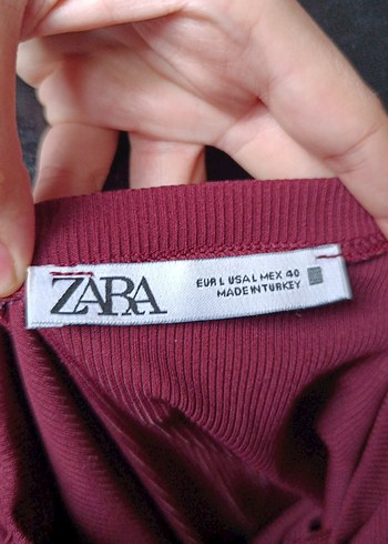 Bordo Yüksek Yakalı Kadın  bluz M L uyumlu - Görsel 4