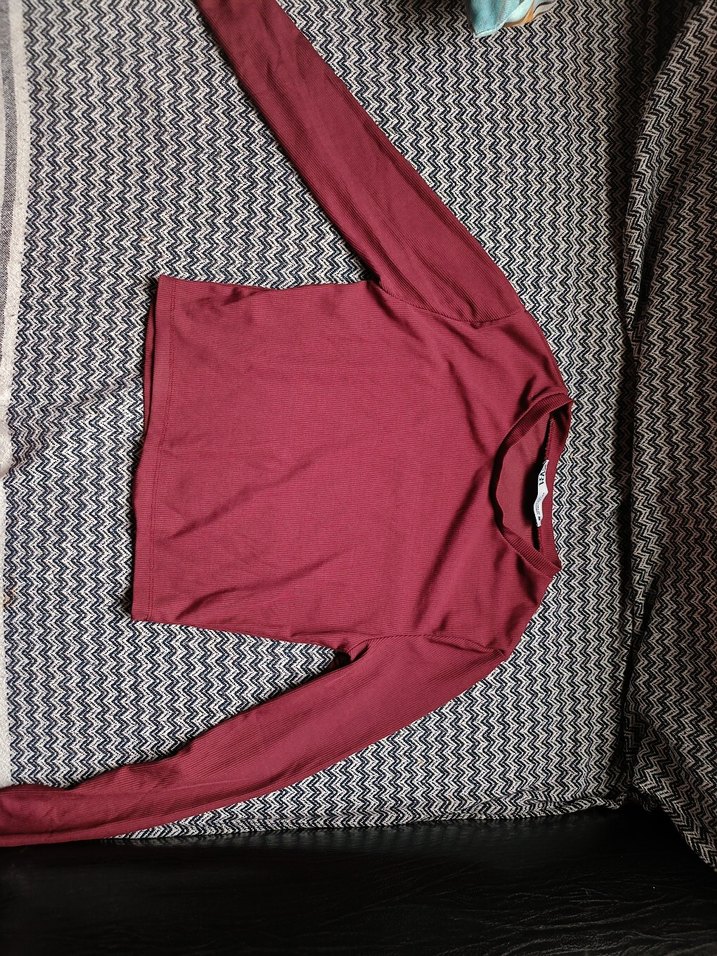 Bordo Yüksek Yakalı Kadın  bluz M L uyumlu - Görsel 3