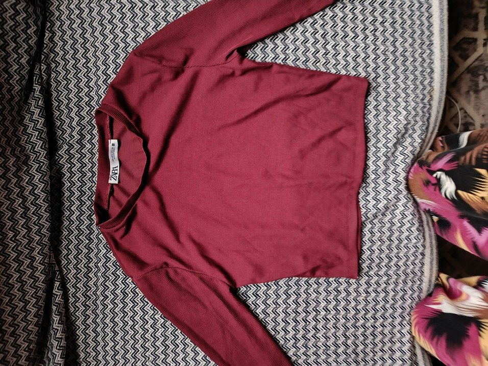 Bordo Yüksek Yakalı Kadın  bluz M L uyumlu - Görsel 2