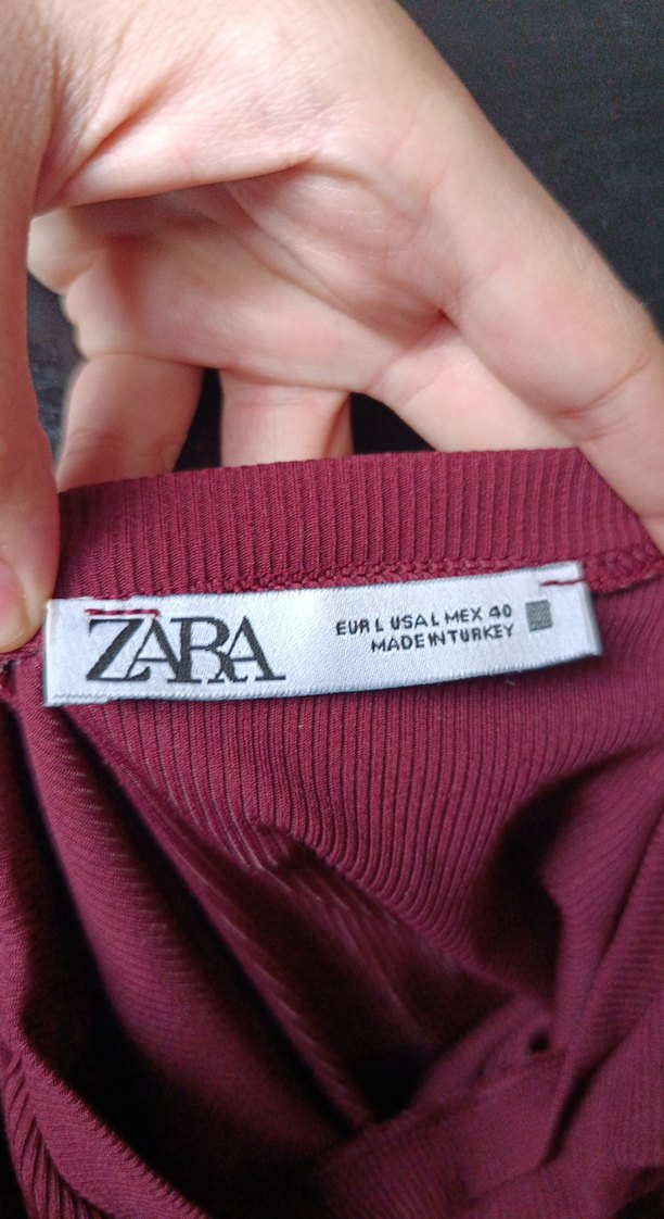 Bordo Yüksek Yakalı Kadın  bluz M L uyumlu - Görsel 4