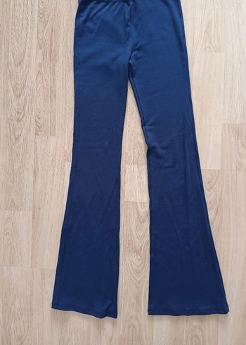 Bershka lacivert İspanyol paça eşofaman - Görsel 3