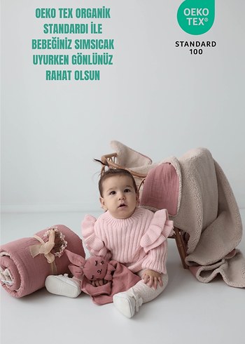 Nar&Nar Bebek Battaniyesi 2 Kat Müslin & Kuzu Tüyü - Görsel 3