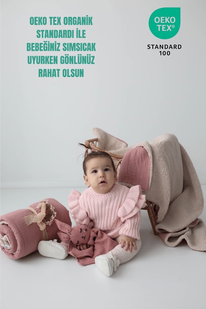 Nar&Nar Bebek Battaniyesi 2 Kat Müslin & Kuzu Tüyü - Görsel 3