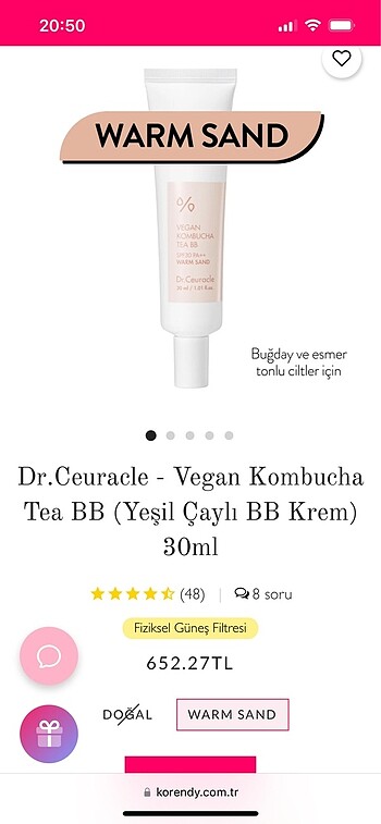 Korendy yeşil çaylı bb krem