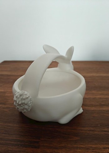 Beyaz Tavşan Figürlü Dekoratif Sepet - Görsel 4