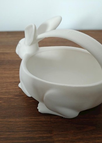 Beyaz Tavşan Figürlü Dekoratif Sepet - Görsel 2