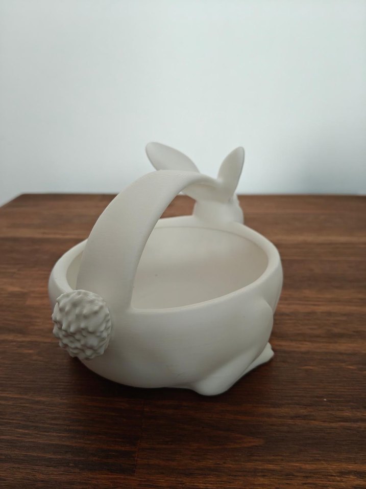 Beyaz Tavşan Figürlü Dekoratif Sepet - Görsel 4