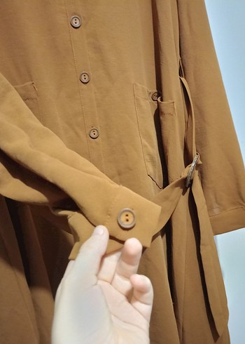 xl Beden turuncu Renk Taba Rengi Kemerli Tunik