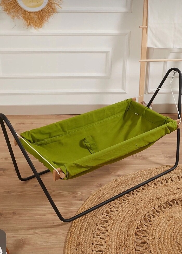 Svava Ahşap Bebek Hamak Beşik (Yeşil) - Görsel 2