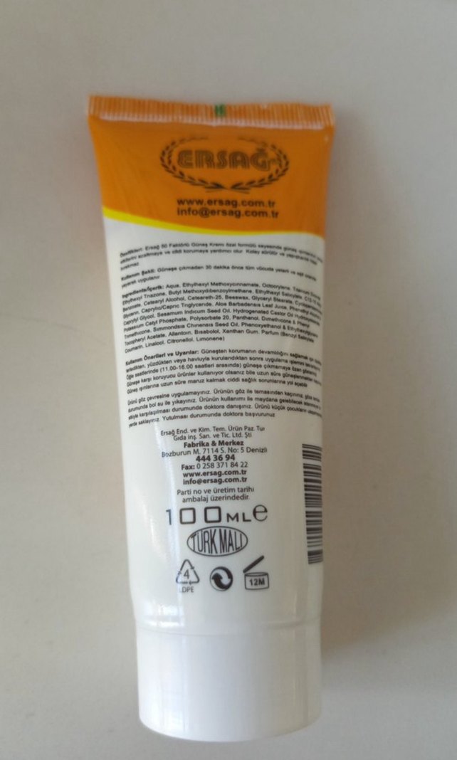 Ersağ Güneş Kremi SPF 50 - 100 ml - Görsel 3