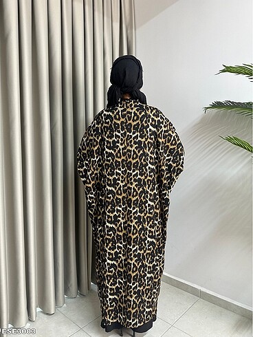 46 Beden Tesettür elbise leopar kimono