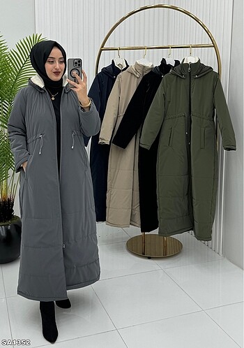 Tesettür şişme mont tam boy mont