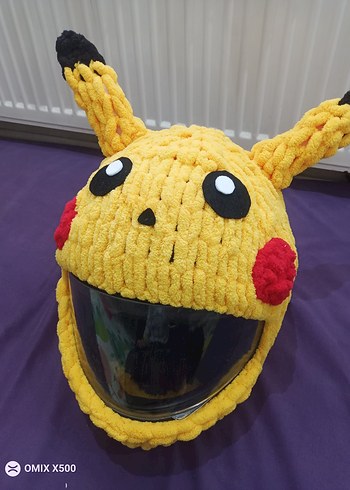 pikachu  Peluş kask kılıfı - Görsel 4