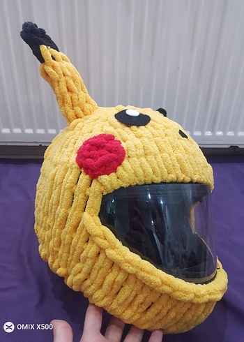 pikachu  Peluş kask kılıfı - Görsel 3
