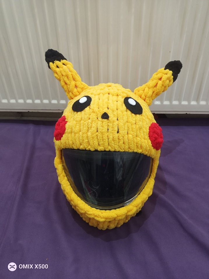 pikachu  Peluş kask kılıfı - Görsel 5