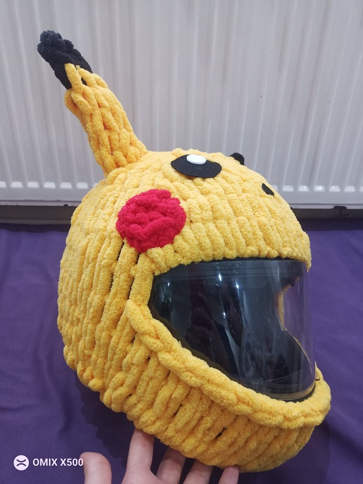 pikachu  Peluş kask kılıfı - Görsel 3