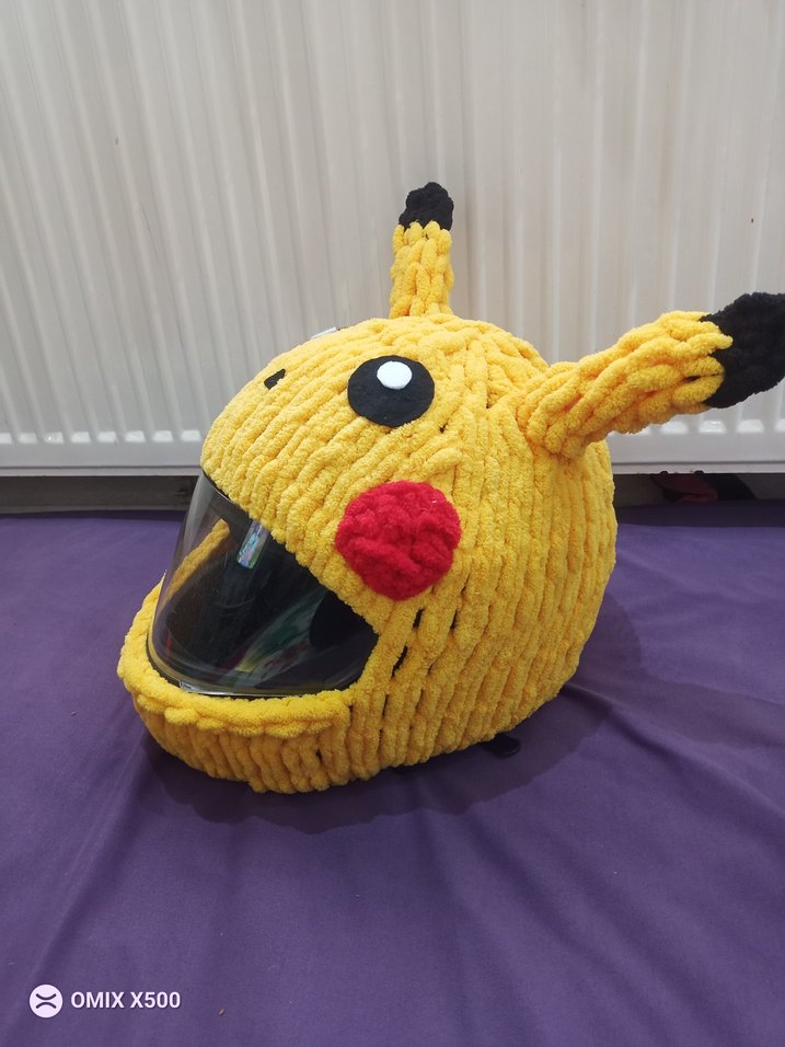 pikachu  Peluş kask kılıfı - Görsel 2