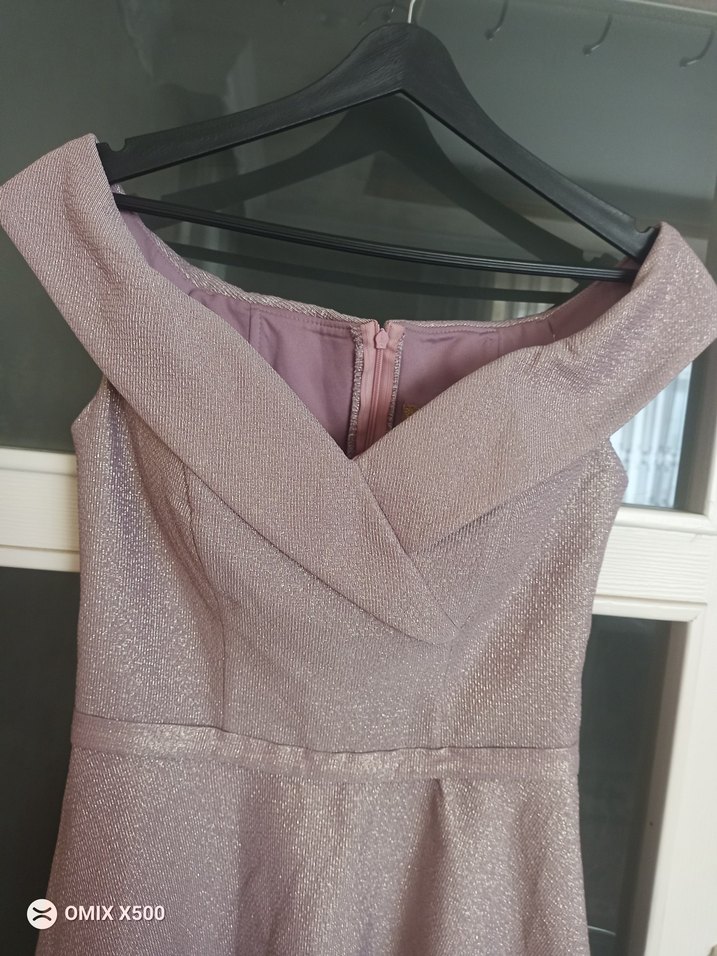 Bej Parlak Mini Abiye Elbise - Görsel 4