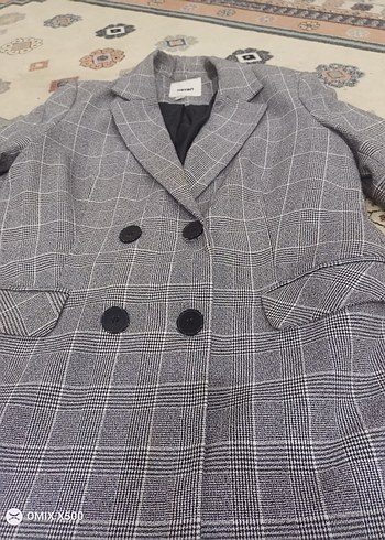 Gri Ekose Kadın Blazer Ceket - Görsel 3
