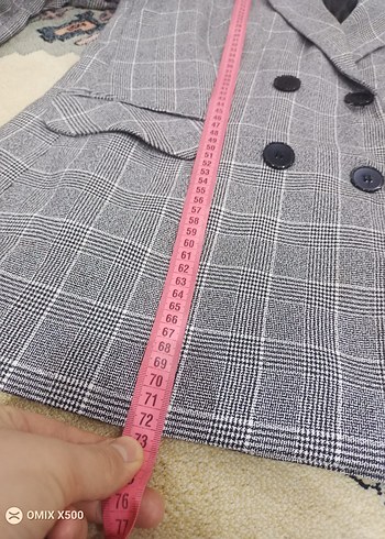 Gri Ekose Kadın Blazer Ceket - Görsel 5