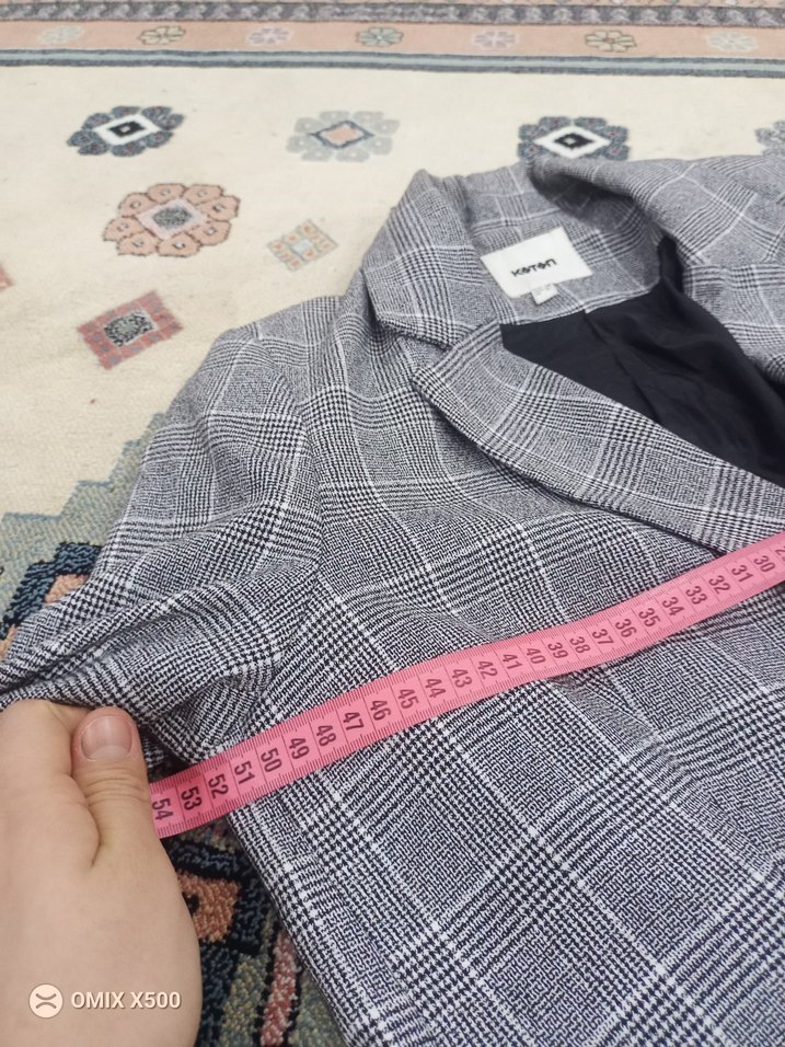 Gri Ekose Kadın Blazer Ceket - Görsel 4