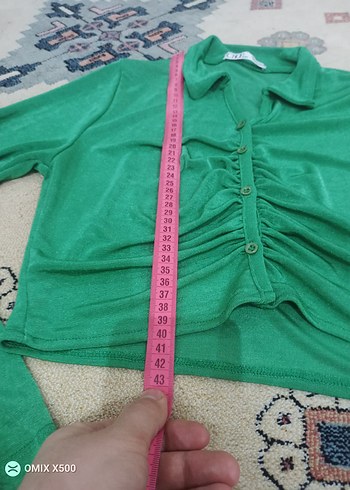 Yeşil Mini V Yaka Kadın Gömlek - Görsel 5