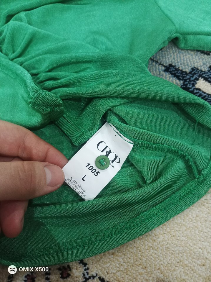 Yeşil Mini V Yaka Kadın Gömlek - Görsel 4