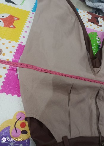 Bej İki Tonlu Deri Kadın Pantolon - Görsel 8