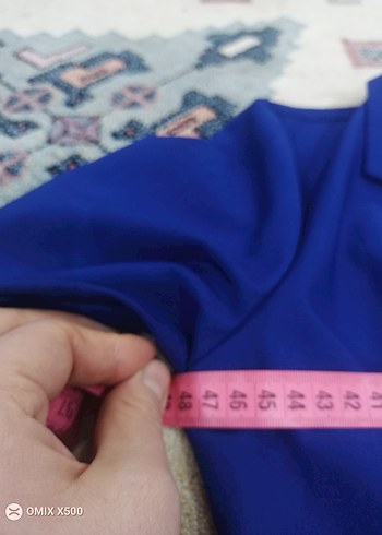 Düğmeli Mavi Mini Blazer Kadın - Görsel 5