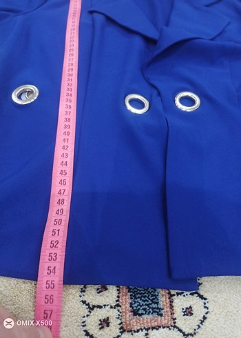 Düğmeli Mavi Mini Blazer Kadın - Görsel 6