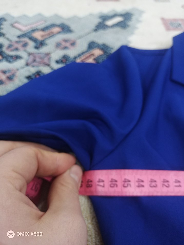 Düğmeli Mavi Mini Blazer Kadın - Görsel 5