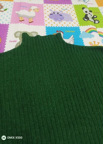 Yeşil Boğazlı Örgü Kadın Kazak - Görsel 2