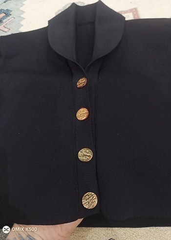 Düğmeli Siyah Kısa Blazer Ceket - Görsel 2