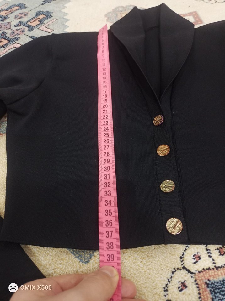 Düğmeli Siyah Kısa Blazer Ceket - Görsel 4