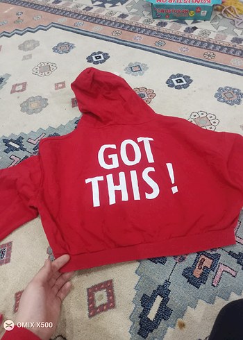 Kırmızı Kapüşonlu Fermuarlı Mini Sweatshirt - Görsel 8