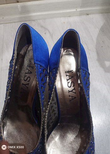 Mavi Parlak Payetli Yüksek Topuklu Kadın Ayakkabı - Görsel 5