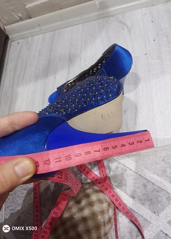 Mavi Parlak Payetli Yüksek Topuklu Kadın Ayakkabı - Görsel 4