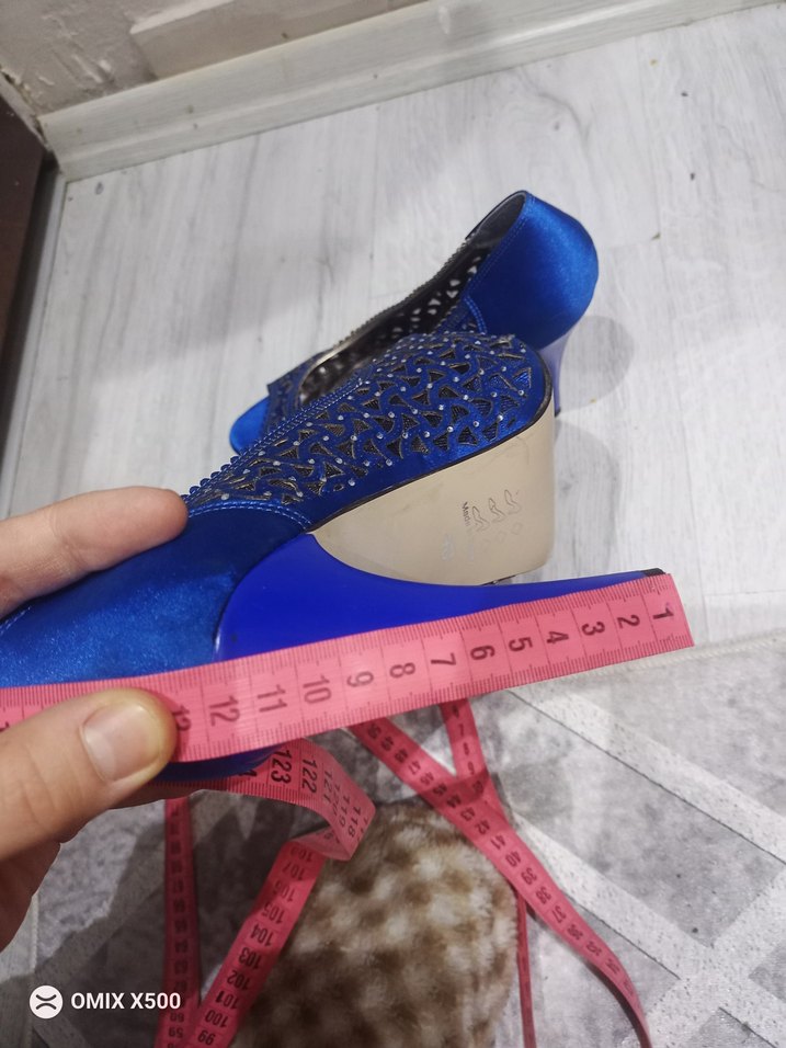 Mavi Parlak Payetli Yüksek Topuklu Kadın Ayakkabı - Görsel 4