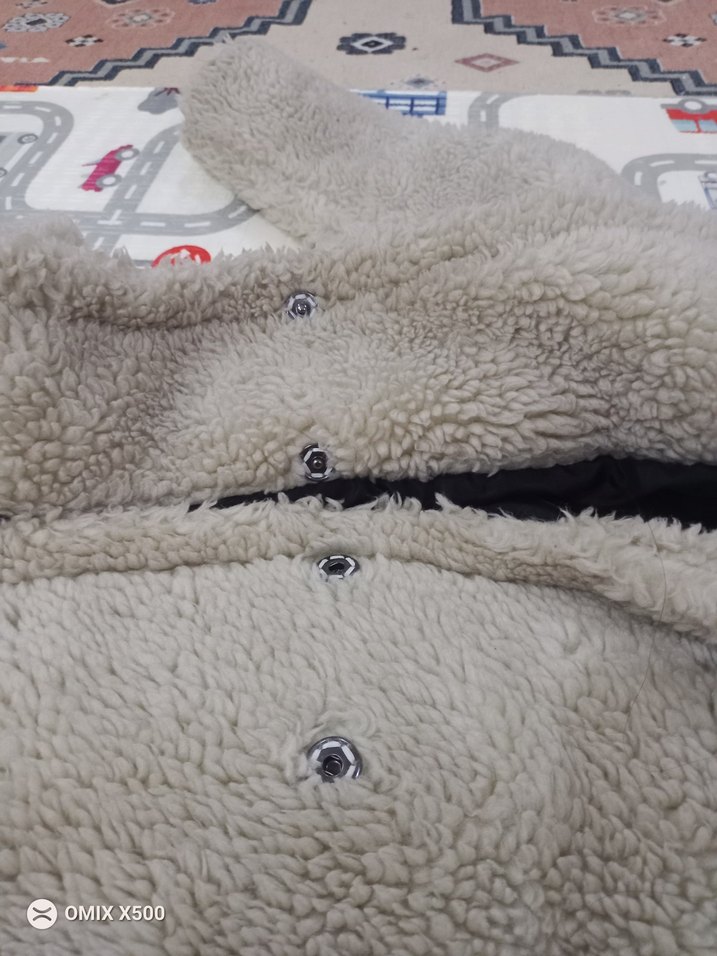 Gri Peluş Kadın Kaban - Görsel 5