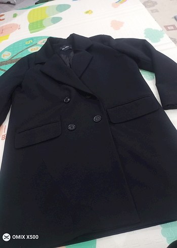 Siyah Kadın oversize Kesim Midi Blazer - Görsel 3