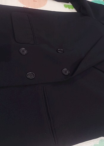 Siyah Kadın oversize Kesim Midi Blazer - Görsel 7