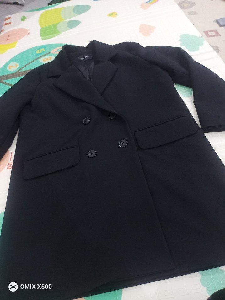 Siyah Kadın oversize Kesim Midi Blazer - Görsel 3