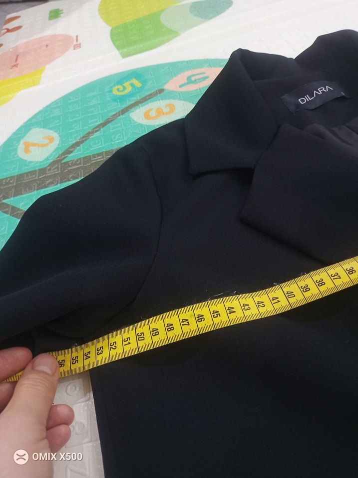 Siyah Kadın oversize Kesim Midi Blazer - Görsel 5