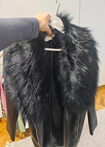 kürk detaylı deri ceket - Görsel 3