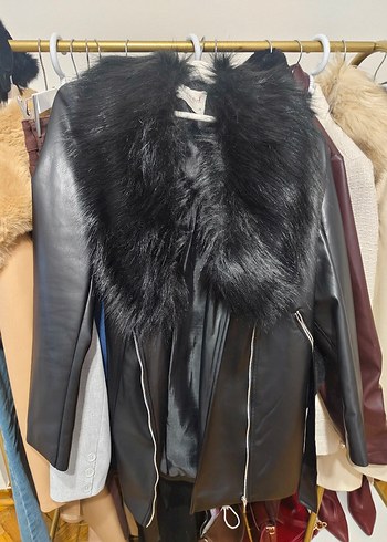 kürk detaylı deri ceket - Görsel 4